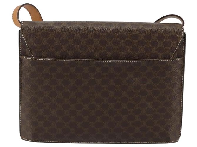 Céline CELINE Bolsa de Ombro Macadam Canvas com Medalhão PVC Couro Marrom Ouro Autêntica 189300 Dourado - vista 2