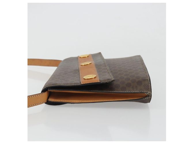 Céline CELINE Bolsa de Ombro Macadam Canvas com Medalhão PVC Couro Marrom Ouro Autêntica 189300 Dourado - vista 4