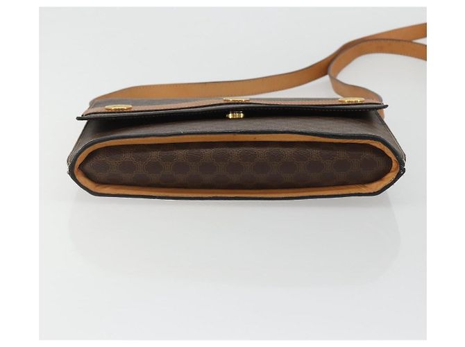 Céline CELINE Bolsa de Ombro Macadam Canvas com Medalhão PVC Couro Marrom Ouro Autêntica 189300 Dourado - vista 5
