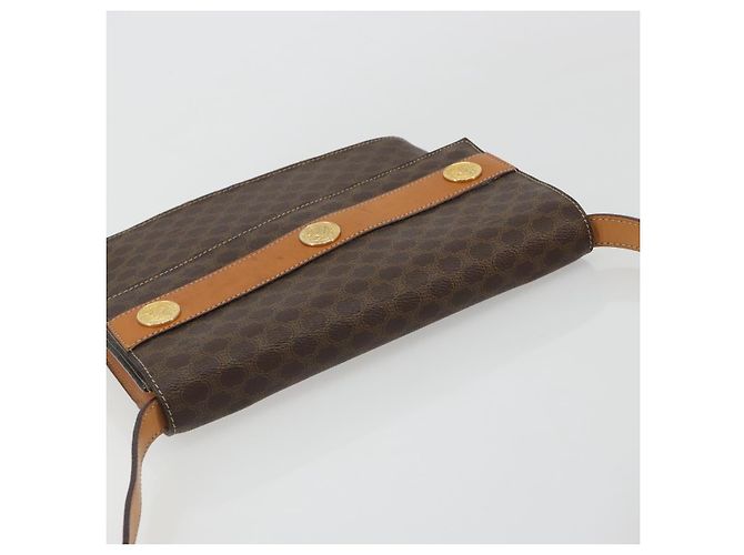 Céline CELINE Bolsa de Ombro Macadam Canvas com Medalhão PVC Couro Marrom Ouro Autêntica 189300 Dourado - vista 6