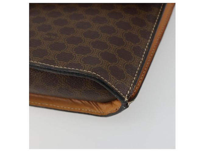 Céline CELINE Bolsa de Ombro Macadam Canvas com Medalhão PVC Couro Marrom Ouro Autêntica 189300 Dourado - vista 9