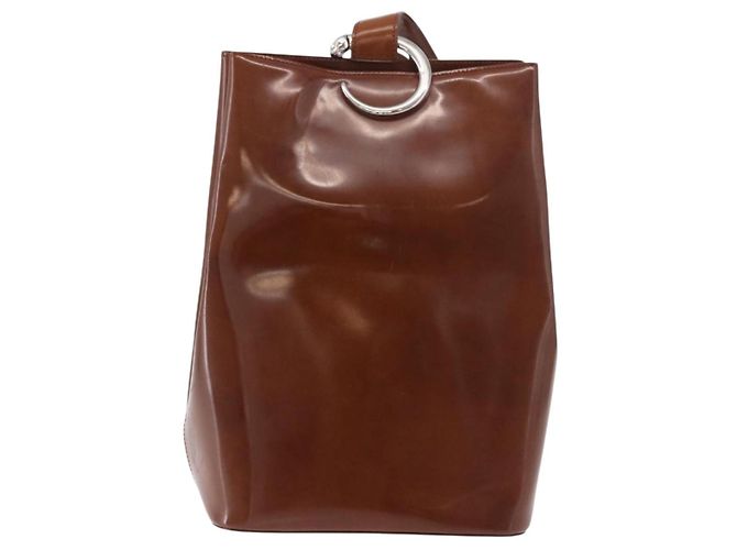 Borsa a tracolla CARTIER PANTHERE in pelle vernice marrone argento Auth 189661 - vista 13