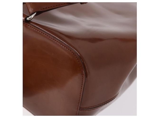 Borsa a tracolla CARTIER PANTHERE in pelle vernice marrone argento Auth 189661 - vista 15