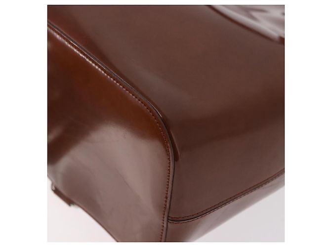 Borsa a tracolla CARTIER PANTHERE in pelle vernice marrone argento Auth 189661 - vista 17
