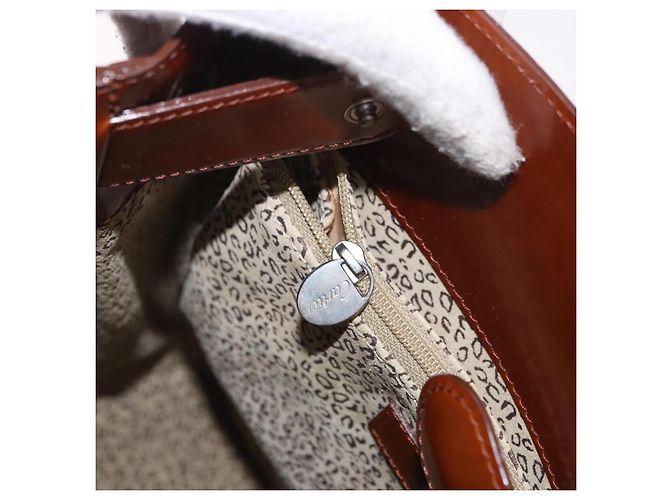 Borsa a tracolla CARTIER PANTHERE in pelle vernice marrone argento Auth 189661 - vista 21