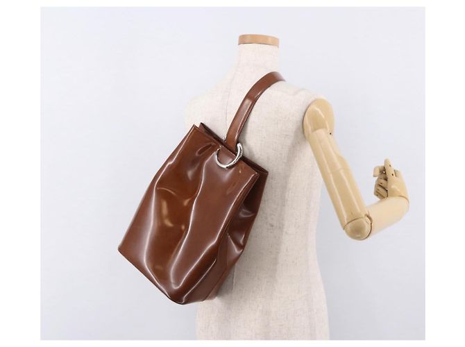 Borsa a tracolla CARTIER PANTHERE in pelle vernice marrone argento Auth 189661 - vista 23