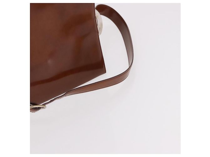 Borsa a tracolla CARTIER PANTHERE in pelle vernice marrone argento Auth 189661 - vista 7
