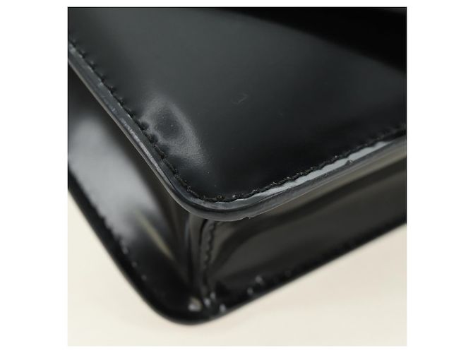 Bolso de Hombro con Cadena PRADA de Cuero Patentado Negro Plata 190226SAM - vista 15