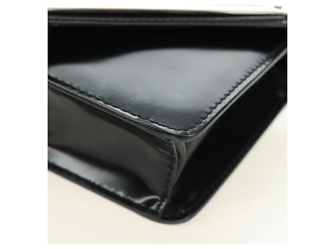 Bolso de Hombro con Cadena PRADA de Cuero Patentado Negro Plata 190226SAM - vista 16