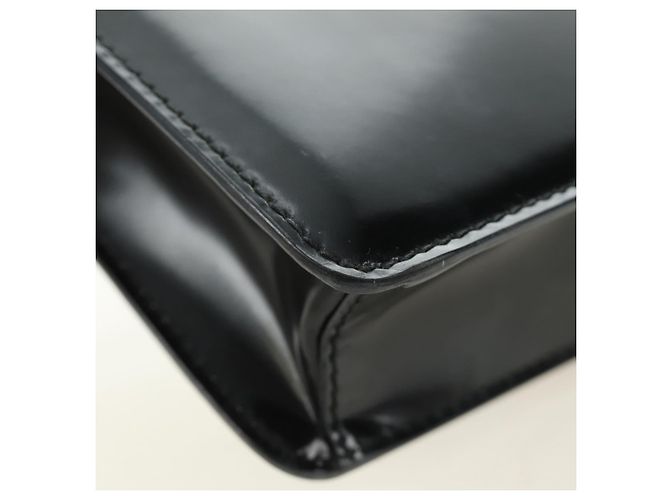 Bolso de Hombro con Cadena PRADA de Cuero Patentado Negro Plata 190226SAM - vista 17