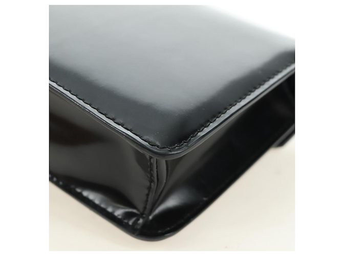 Bolso de Hombro con Cadena PRADA de Cuero Patentado Negro Plata 190226SAM - vista 18