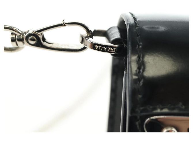 Bolso de Hombro con Cadena PRADA de Cuero Patentado Negro Plata 190226SAM - vista 21