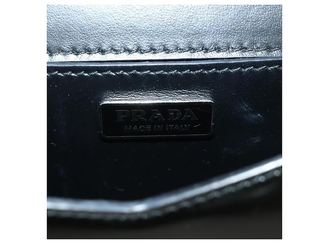 Bolso de Hombro con Cadena PRADA de Cuero Patentado Negro Plata 190226SAM - vista 23