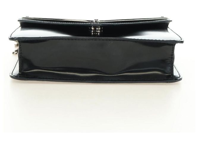 Bolso de Hombro con Cadena PRADA de Cuero Patentado Negro Plata 190226SAM - vista 5