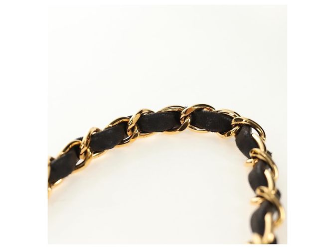 CHANEL Matelasse Chain Shoulder Bag Lamb Skin Black Gold CC Auth 189753V Nero D'oro - vista 15