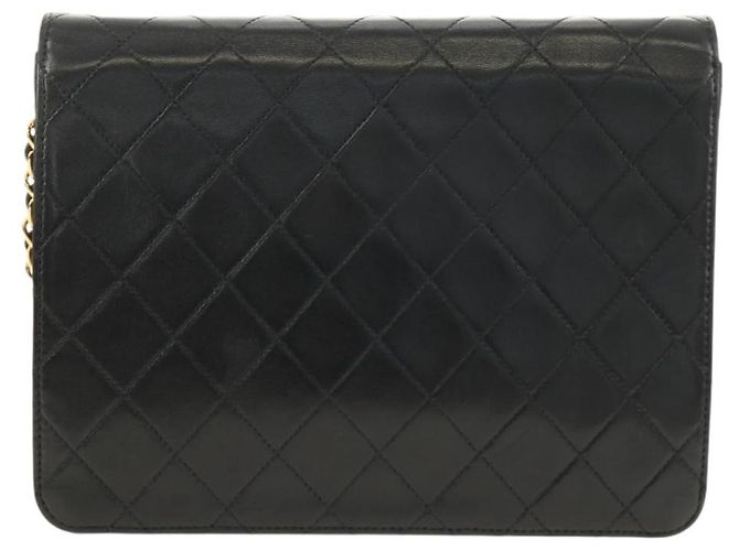CHANEL Matelasse Chain Shoulder Bag Lamb Skin Black Gold CC Auth 189753V Nero D'oro - vista 2