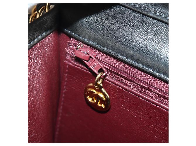 CHANEL Matelasse Chain Shoulder Bag Lamb Skin Black Gold CC Auth 189753V Nero D'oro - vista 26