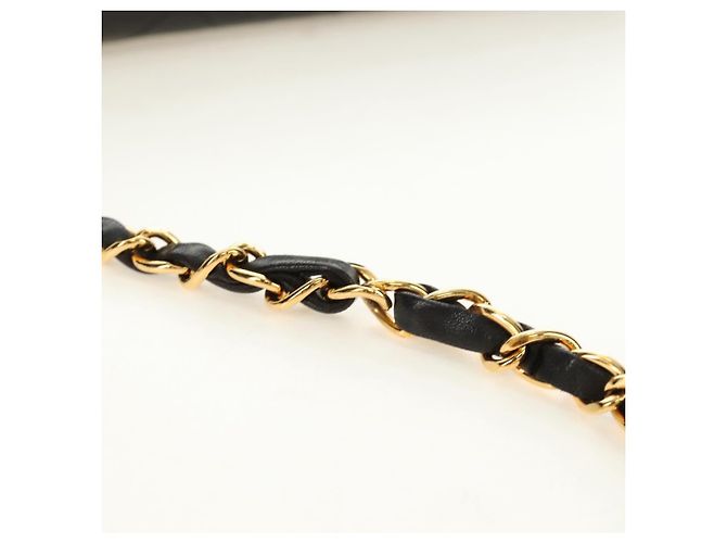 CHANEL Matelasse Chain Shoulder Bag Lamb Skin Black Gold CC Auth 189753V Nero D'oro - vista 7