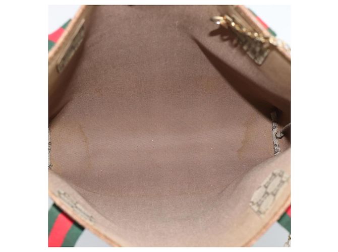 Borsa Tote GUCCI GG Supreme Web Sherry Line PVC Beige Gold Auth 189947 D'oro - vista 11