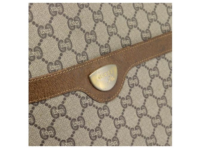 Borsa Tote GUCCI GG Supreme Web Sherry Line PVC Beige Gold Auth 189947 D'oro - vista 17