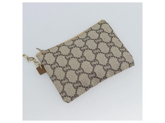 Borsa Tote GUCCI GG Supreme Web Sherry Line PVC Beige Gold Auth 189947 D'oro - vista 20