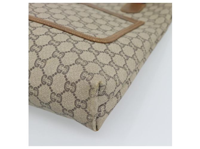 Borsa Tote GUCCI GG Supreme Web Sherry Line PVC Beige Gold Auth 189947 D'oro - vista 9