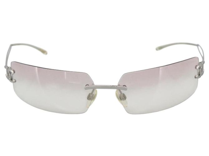 Gafas de sol CHANEL COCO Mark Metal Silver CC Auth 190235 Plata - vista 2