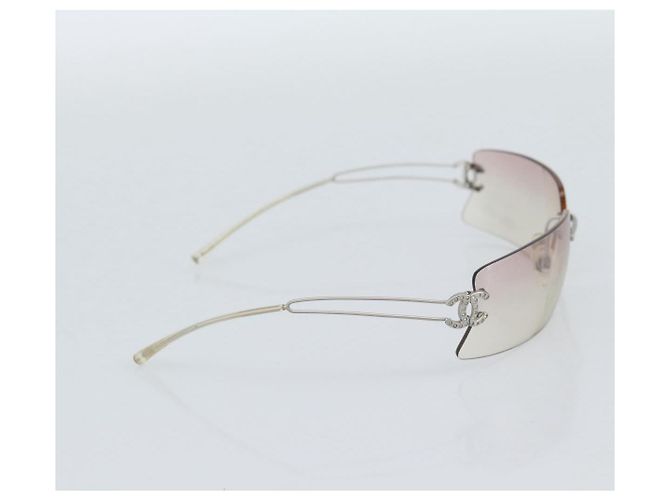 Gafas de sol CHANEL COCO Mark Metal Silver CC Auth 190235 Plata - vista 4