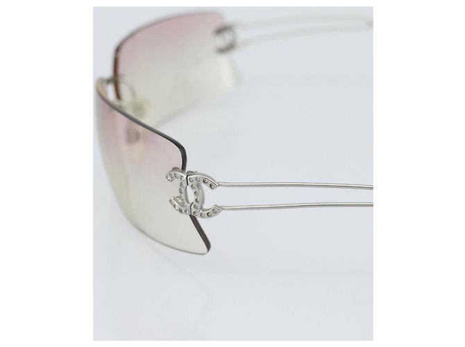 Gafas de sol CHANEL COCO Mark Metal Silver CC Auth 190235 Plata - vista 7