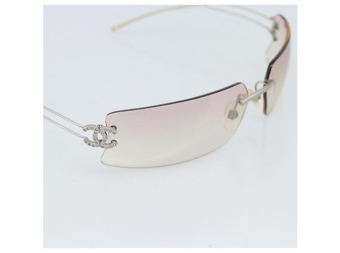 Gafas de sol CHANEL COCO Mark Metal Silver CC Auth 190235 Plata - vista 8