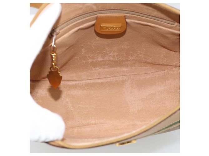 Borsa GUCCI Micro GG Supreme Web Sherry Line PVC Beige 001 58 0918 Auth 189922 D'oro - vista 11