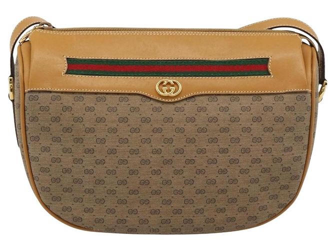 Borsa GUCCI Micro GG Supreme Web Sherry Line PVC Beige 001 58 0918 Auth 189922 D'oro - vista 13