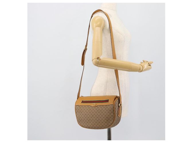 Borsa GUCCI Micro GG Supreme Web Sherry Line PVC Beige 001 58 0918 Auth 189922 D'oro - vista 22