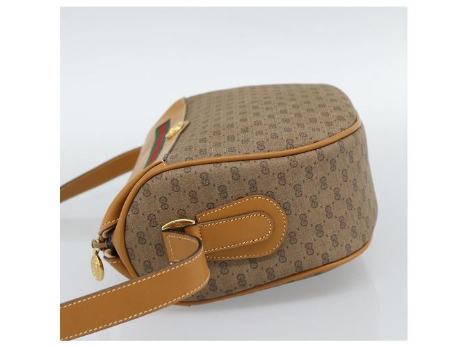 Borsa GUCCI Micro GG Supreme Web Sherry Line PVC Beige 001 58 0918 Auth 189922 D'oro - vista 3