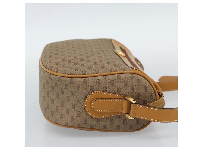 Borsa GUCCI Micro GG Supreme Web Sherry Line PVC Beige 001 58 0918 Auth 189922 D'oro - vista 4