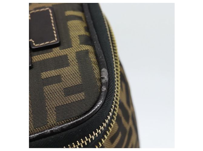 FENDI Zucca Canvas Vanity Hand Bag Black Brown Auth 189549 Marrone Nero - vista 10