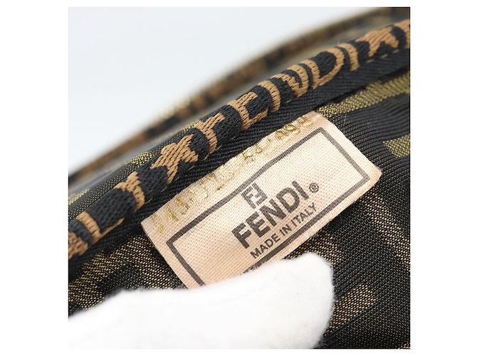FENDI Zucca Canvas Vanity Hand Bag Black Brown Auth 189549 Marrone Nero - vista 12