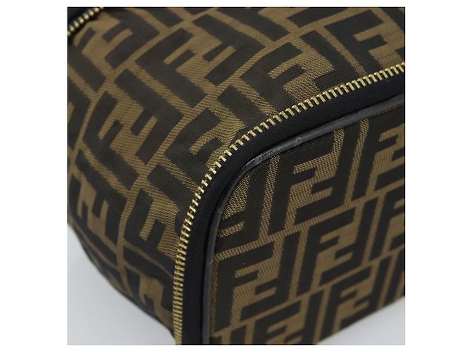 FENDI Zucca Canvas Vanity Hand Bag Black Brown Auth 189549 Marrone Nero - vista 15