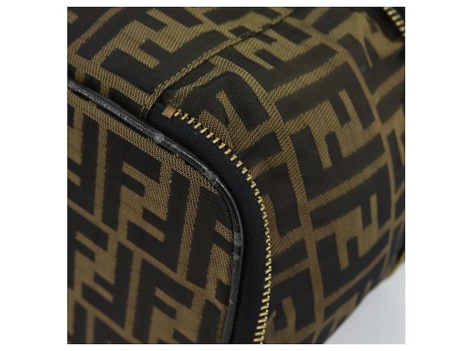 FENDI Zucca Canvas Vanity Hand Bag Black Brown Auth 189549 Marrone Nero - vista 16