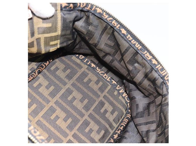 FENDI Zucca Canvas Vanity Hand Bag Black Brown Auth 189549 Marrone Nero - vista 19