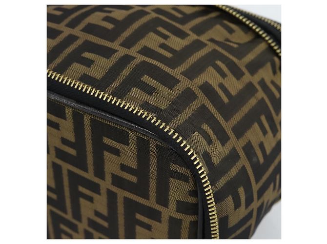 FENDI Zucca Canvas Vanity Hand Bag Black Brown Auth 189549 Marrone Nero - vista 8