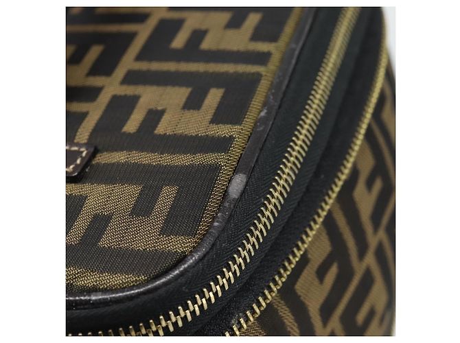 FENDI Zucca Canvas Vanity Hand Bag Black Brown Auth 189549 Marrone Nero - vista 9