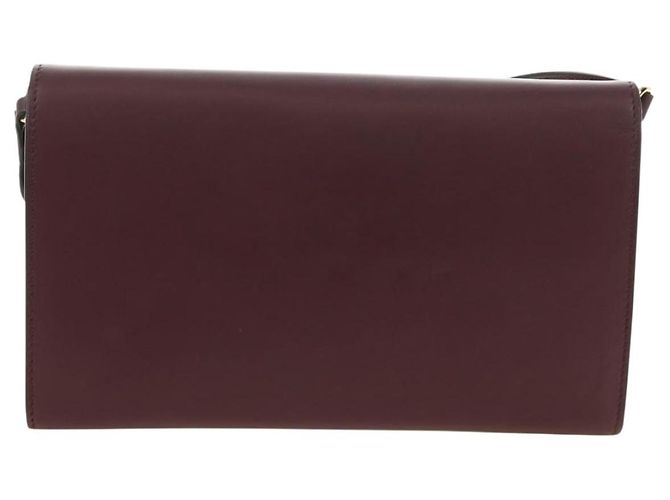 BURBERRY Every Day Shoulder Wallet Leather Bordeaux Gold Auth am11974M D'oro Bordò - vista 2