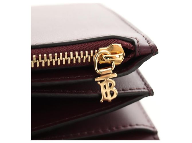 BURBERRY Every Day Shoulder Wallet Leather Bordeaux Gold Auth am11974M D'oro Bordò - vista 22