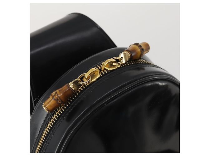 Borsa Bamboo GUCCI in pelle vernice Nera Auth 188102 Nero - vista 10