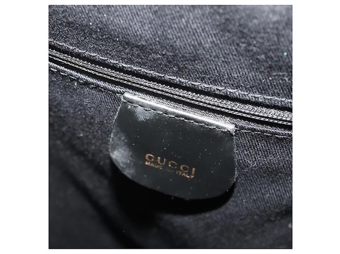 Borsa Bamboo GUCCI in pelle vernice Nera Auth 188102 Nero - vista 19