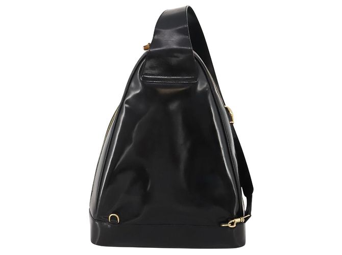 Borsa Bamboo GUCCI in pelle vernice Nera Auth 188102 Nero - vista 2