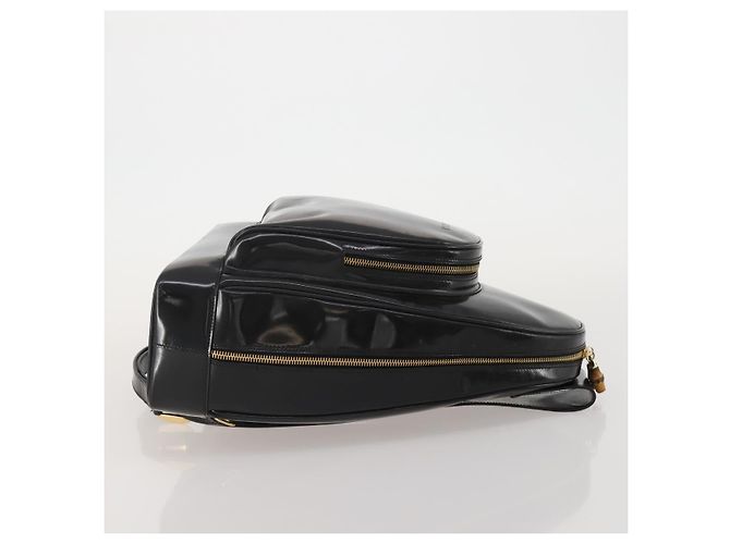Borsa Bamboo GUCCI in pelle vernice Nera Auth 188102 Nero - vista 3