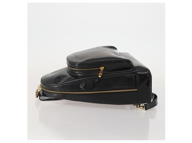 Borsa Bamboo GUCCI in pelle vernice Nera Auth 188102 Nero - vista 4