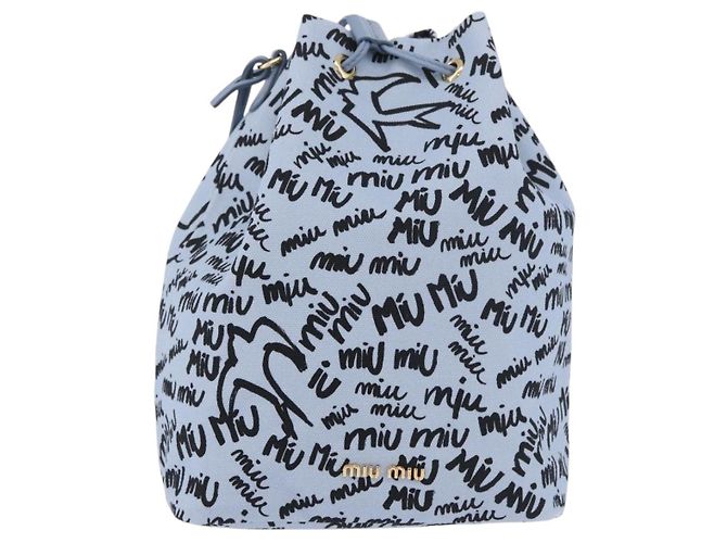 Borsa a mano Miu Miu in tela blu e oro autentica 188801SAM D'oro - vista 13